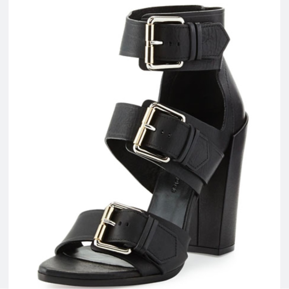 Black Proenza Schouler Triple Buckle Leather Heel
